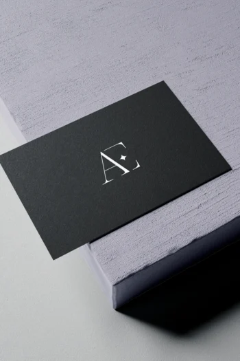 business card AE premade monogram logo design by levista art brand studio