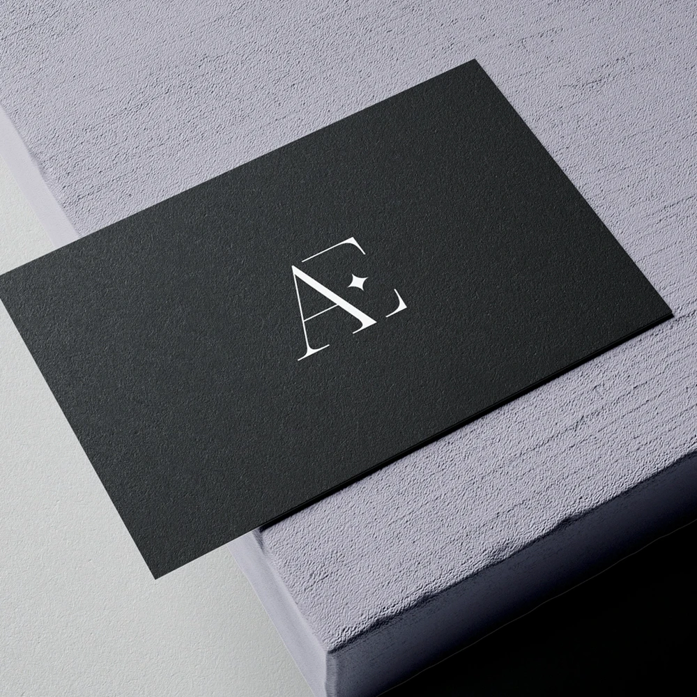 business card AE premade monogram logo design by levista art brand studio