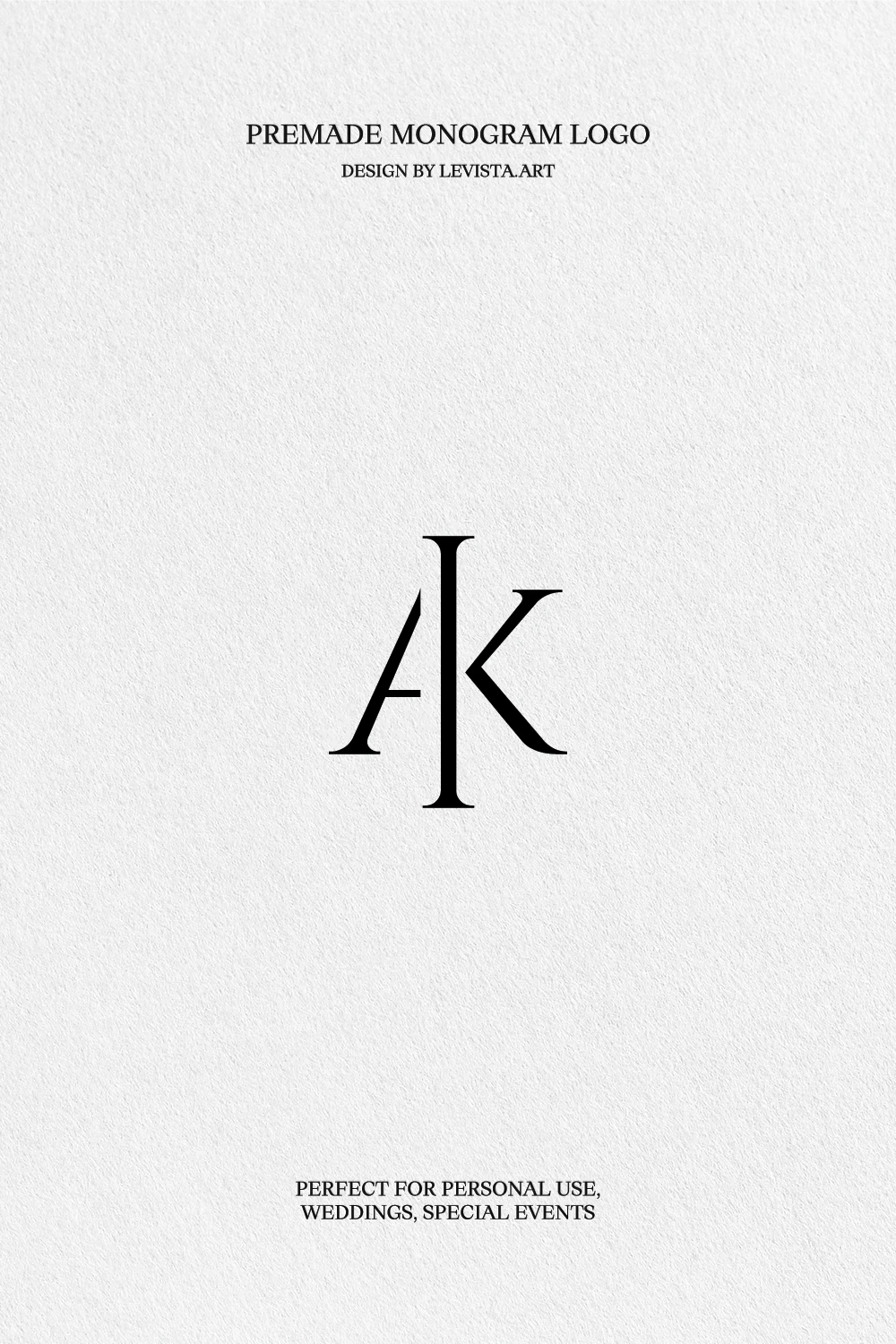 AK Premade Monogram logo design for wedding