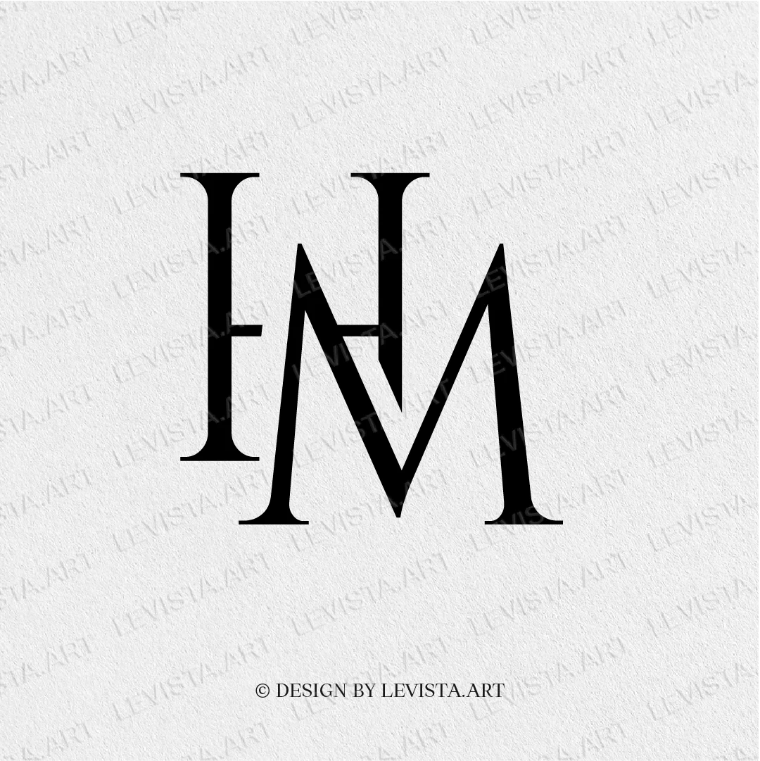 H+M Ready-made monogram logo for wedding, business HM