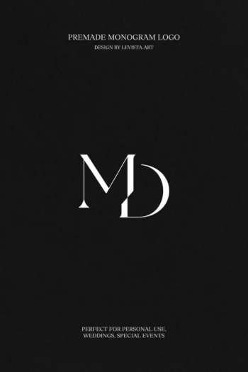 M+D Premade Monogram logo design for wedding