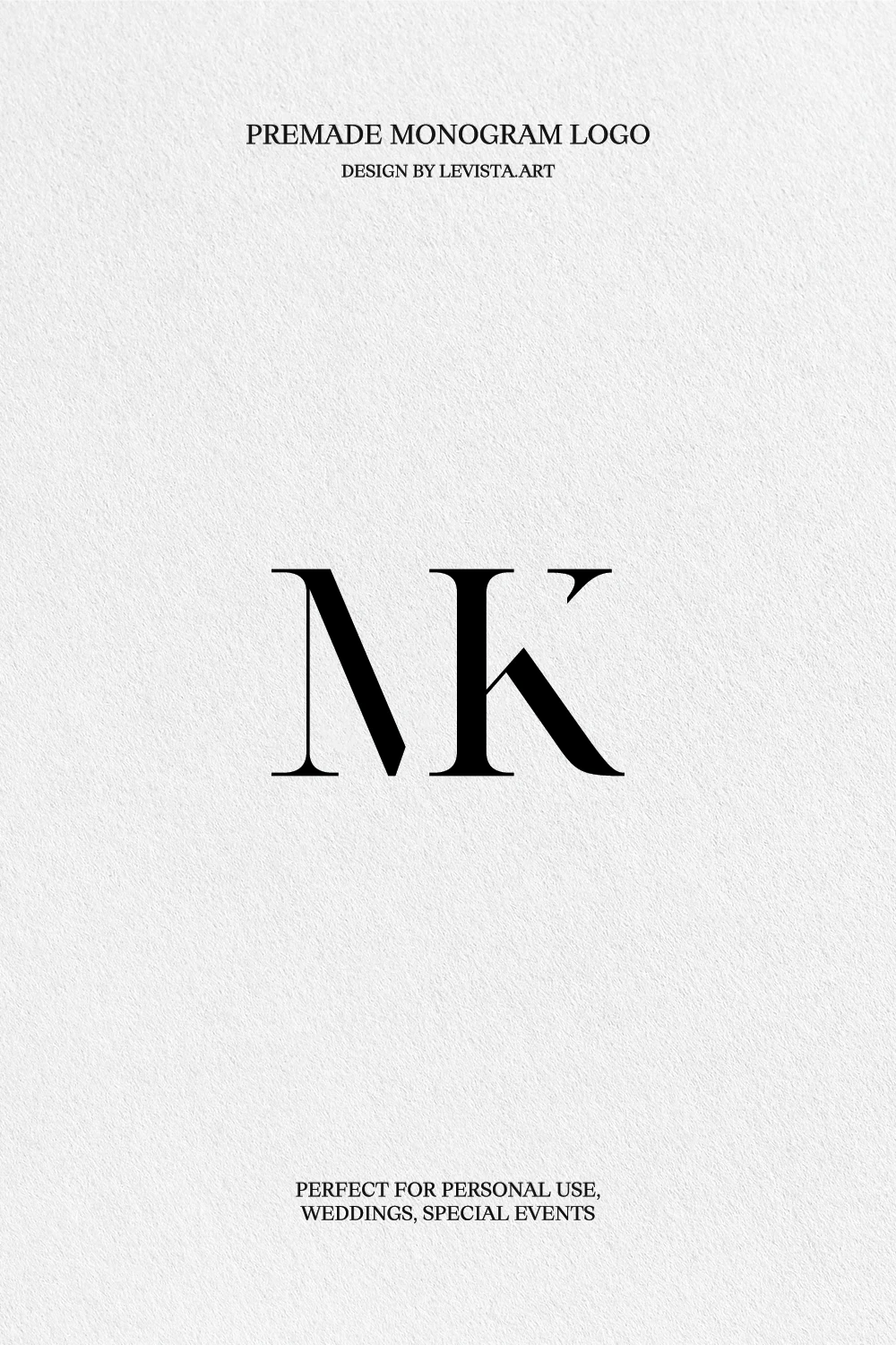 M+K Premade Monogram logo design for wedding