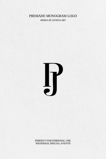 PJ Premade Monogram logo design for wedding