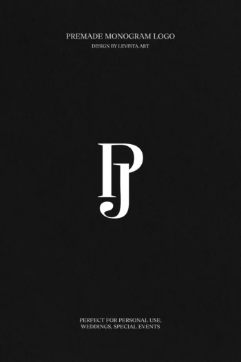 P+J Premade Monogram logo design for wedding