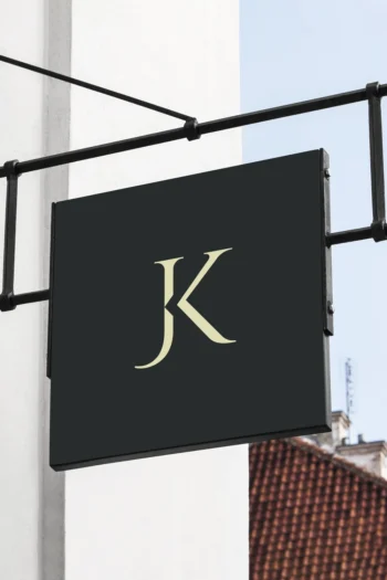 Premade J+K Monogram logo design for wedding