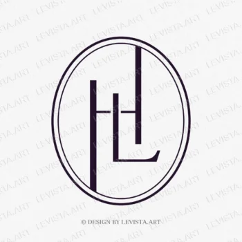 HL, LH Initials Raedy-made monogram logo for wedding, business in frame