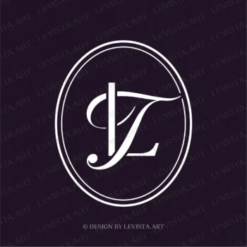 LT TL Initials Premade monogram logo for wedding business in frame