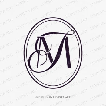 MF, FM Initials ready-made monogram logo for wedding, business in frame