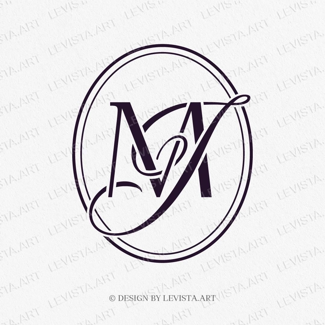 MJ, JM Initials Raedy-made monogram logo for wedding, business in frame