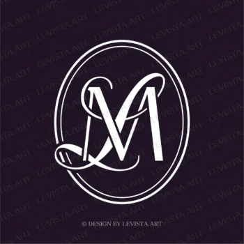 ML, LM Initials Premade monogram logo for wedding, business in frame