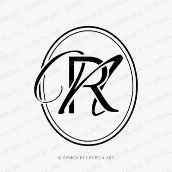 RN, NR Initials Raedy-made monogram logo for wedding, business in frame