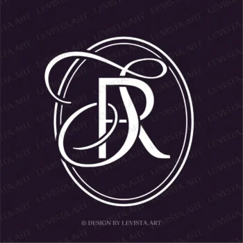 RS, SR Initials Premade monogram logo for wedding, business in frame