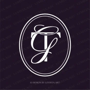 TG, TG Initials Premade monogram logo for wedding, business in frame