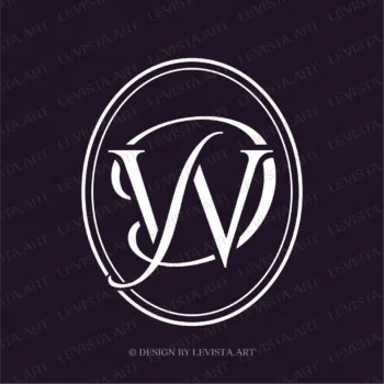 WD DW Initials Premade monogram logo for wedding business in frame