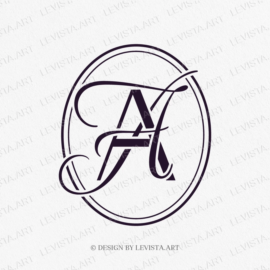 AA Initials ready-made monogram logo for wedding, business in frame