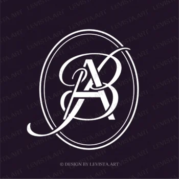 AB or BAInitials Premade monogram logo for wedding, business in frame