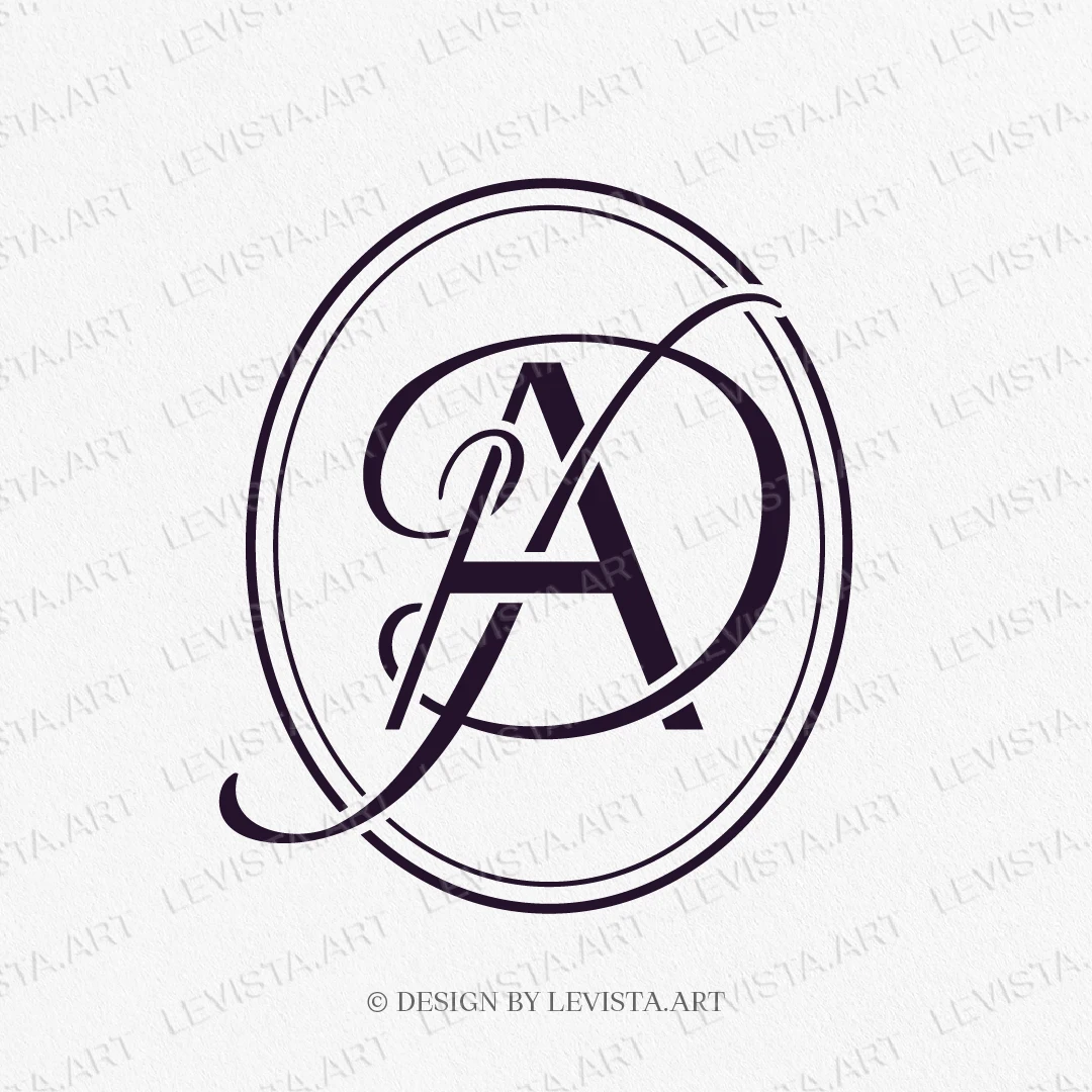 AD, DA Initials ready-made monogram logo for wedding, business in frame