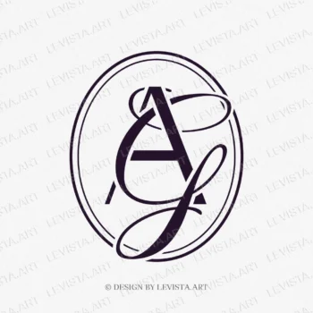 AG or GA Initials ready-made monogram logo for wedding, business in frame