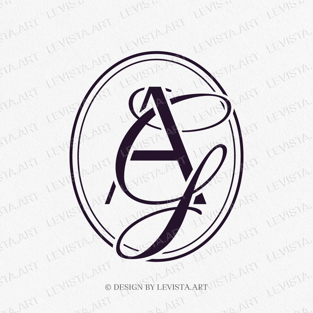 AG or GA Initials ready-made monogram logo for wedding, business in frame