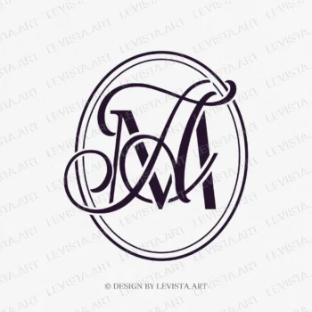 AM, MA Initials ready-made monogram logo for wedding, business in frame