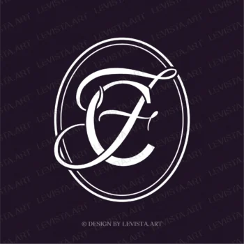 CF, FC Initials Premade monogram logo for wedding, business in frame