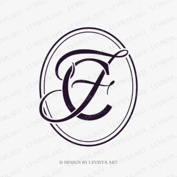 CF, FC Initials ready-made monogram logo for wedding, business in frame