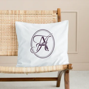 Decorative pillow with AA monogram initials logo – elegant and luxurious home decor with custom monogram design