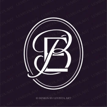 EB or BE Initials Premade monogram logo for wedding business in frame