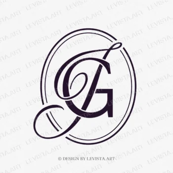 GJ, JG Initials ready-made monogram logo for wedding, business in frame