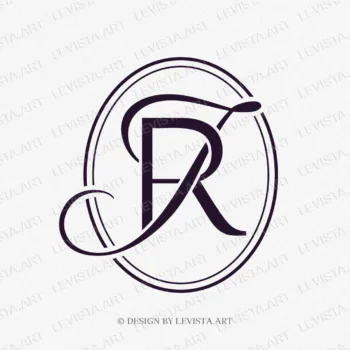 JR, RJ Initials ready-made monogram logo for wedding, business in frame