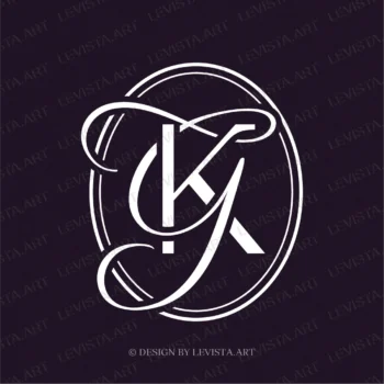 KG, GK Initials Premade monogram logo for wedding, business in frame