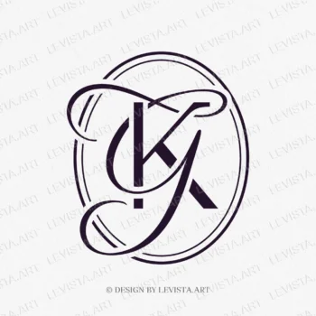 KG, GK Initials ready-made monogram logo for wedding, business in frame