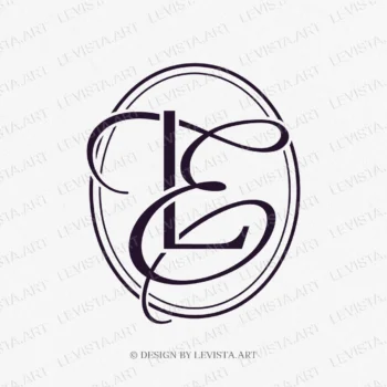 LE, EL Initials ready-made monogram logo for wedding, business in frame