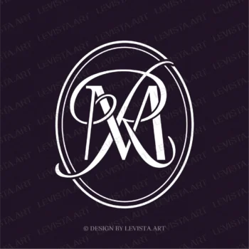 MR RM Initials Premade monogram logo for wedding, business in frame