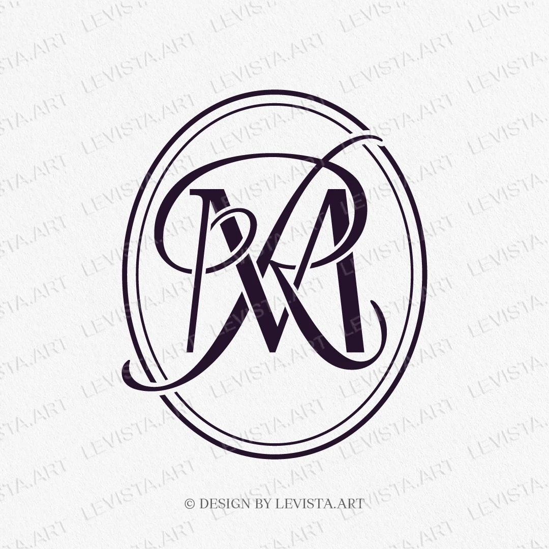 MR, RM Initials ready-made monogram logo for wedding, business in frame