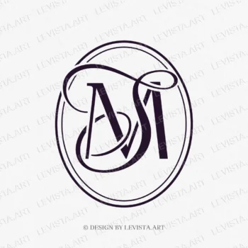 MS or SM Initials ready-made monogram logo for wedding, business in frame