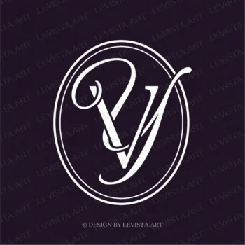 VY, YV Initials Premade monogram logo for wedding, business in frame