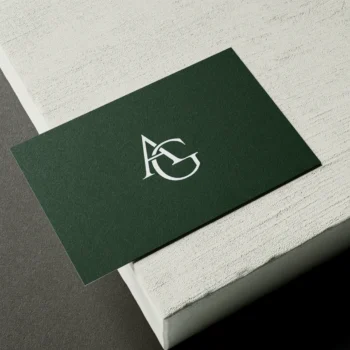 AG Monogram on Business Card – Sophisticated AG monogram displayed on a business card mockup