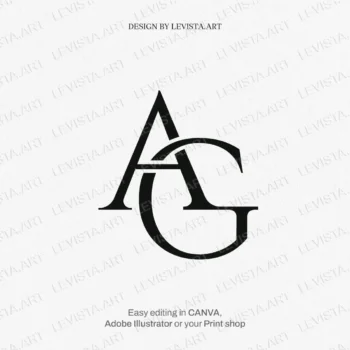 Elegant AG Monogram in Black and White – AG monogram shown in versatile black and white color options