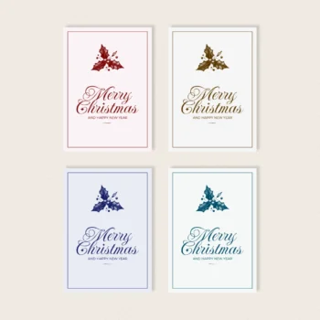 Elegant Christmas Holly Card Design in 8 Colour Variations