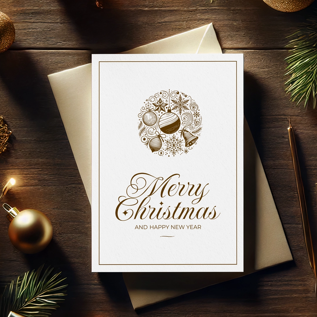 Christmas Ornament Card Design in EU A6 and US 4x6 Sizes