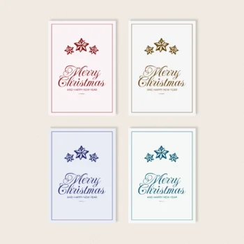 Elegant Christmas Card with Star Illustration in 8 Colour Variations