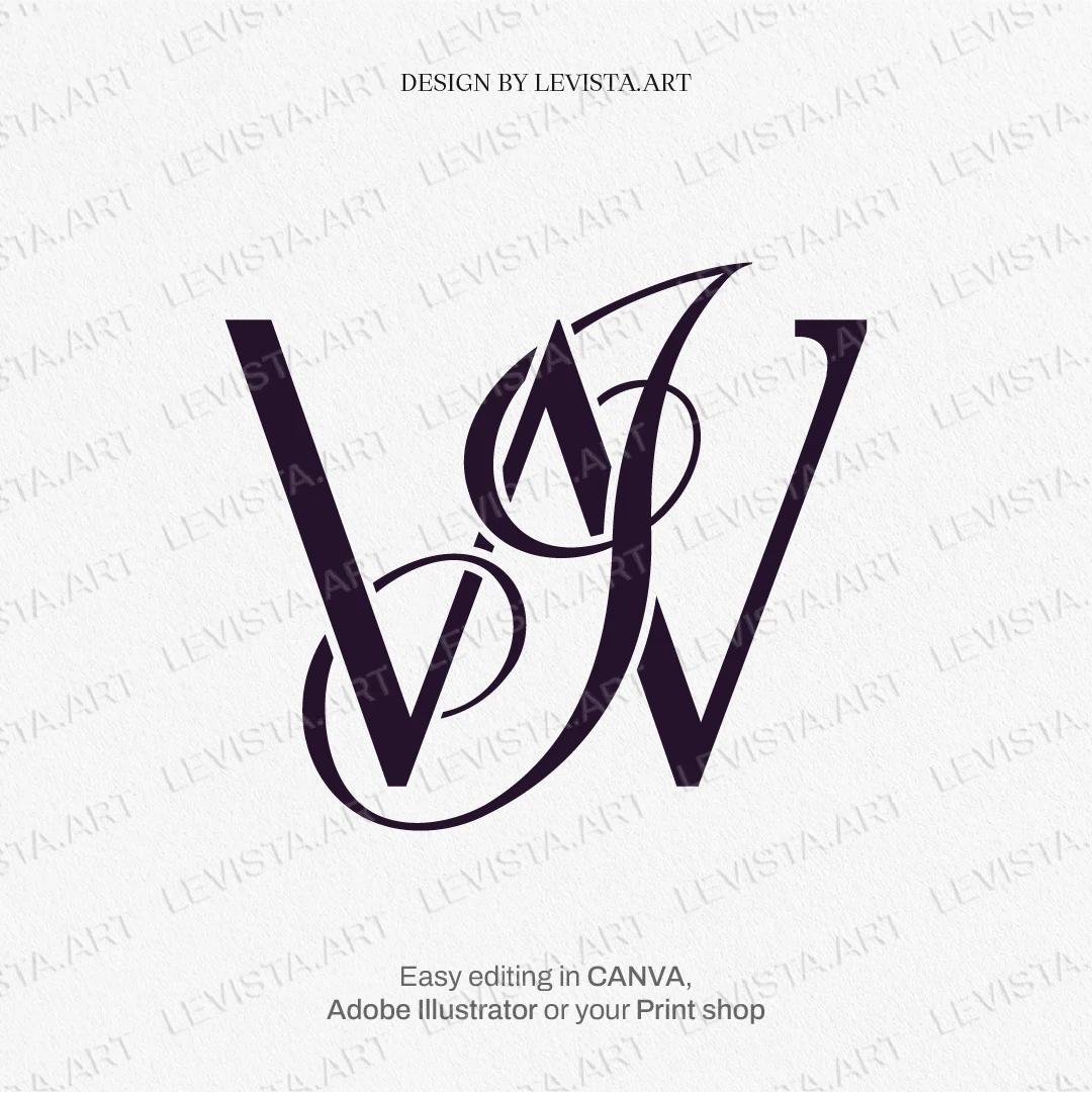 IW or WI Elegant Initials ready-made monogram logo for wedding, business