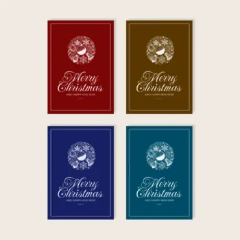 Elegant Christmas Card with Ornament Illustration in 8 Colour Variations