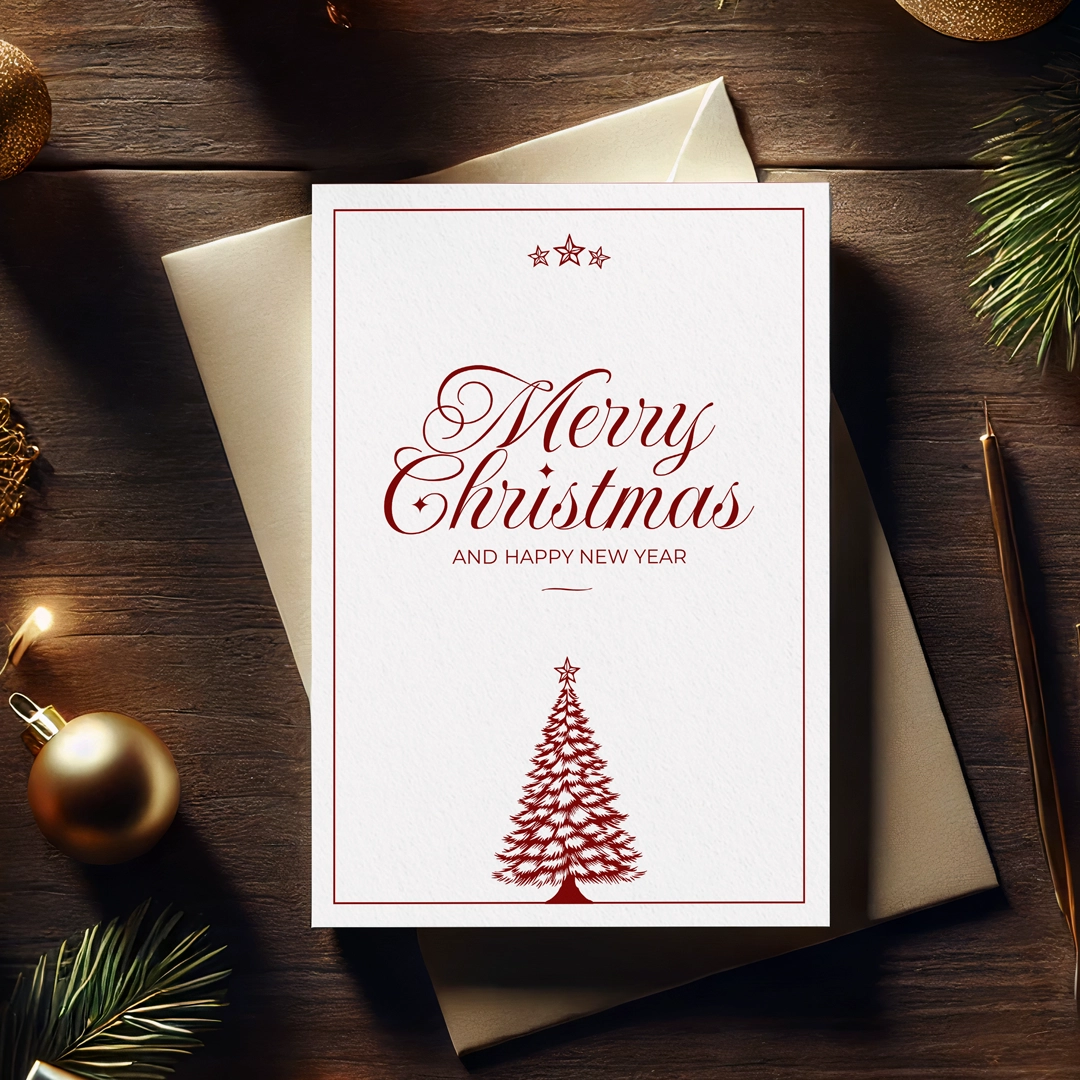 Elegant Christmas Tree Card Design in EU A6 and US 4x6 Sizes