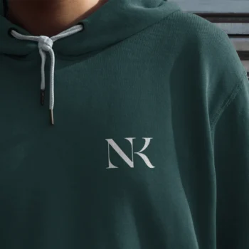 NK ready-made monogram logo on hoodie